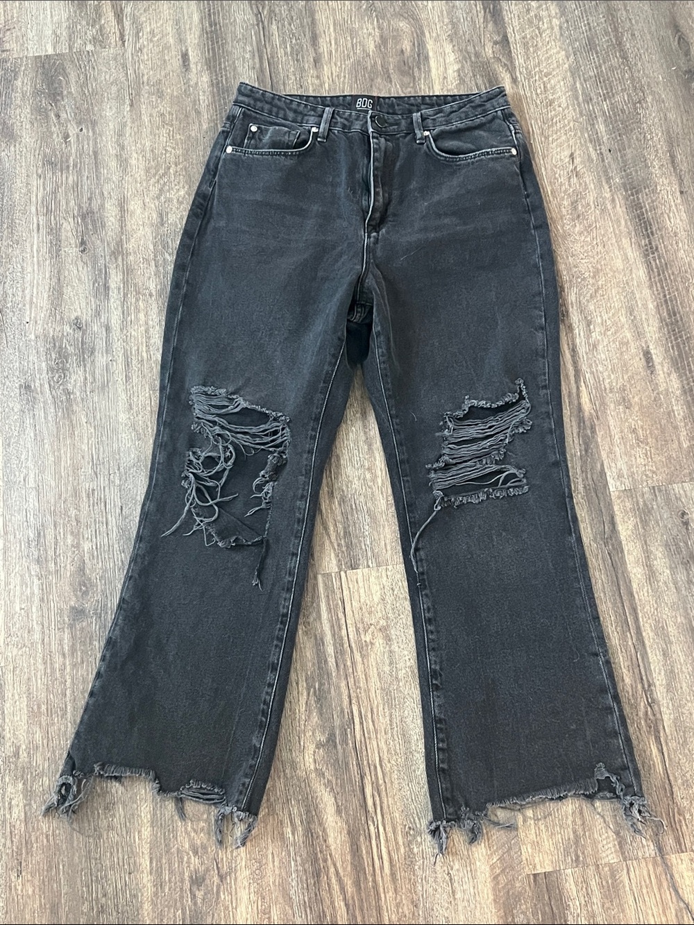 BDG Urban Outfitters Black Flare Leg Raw Hem Crop Women’s Jeans, size 29 ^